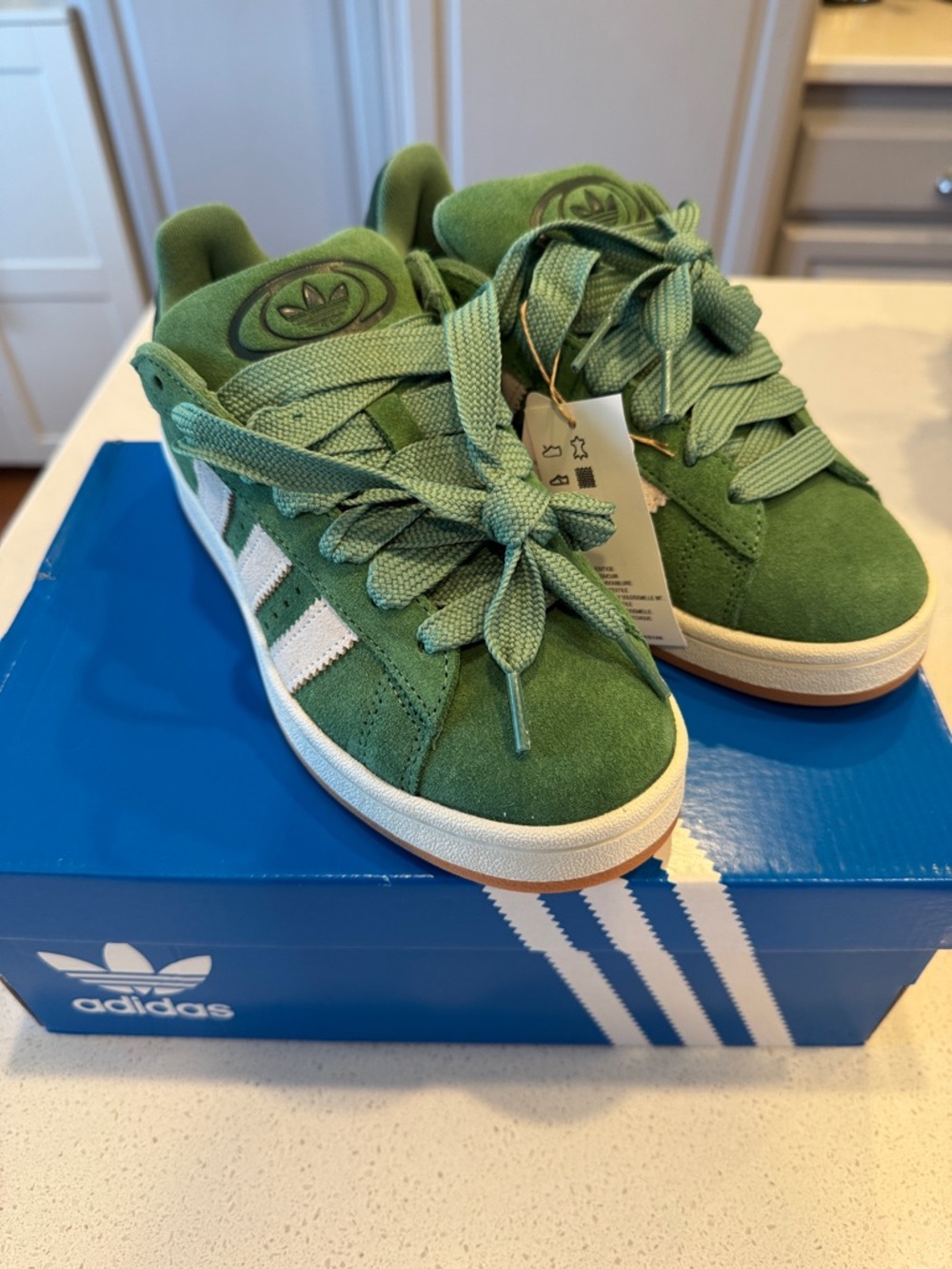 adidas Green Campus 00’s Suede Sneakers with White Accents